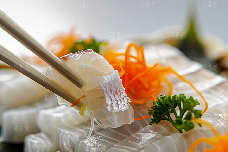 美味生鱼片鱼生鱼肉摄影图