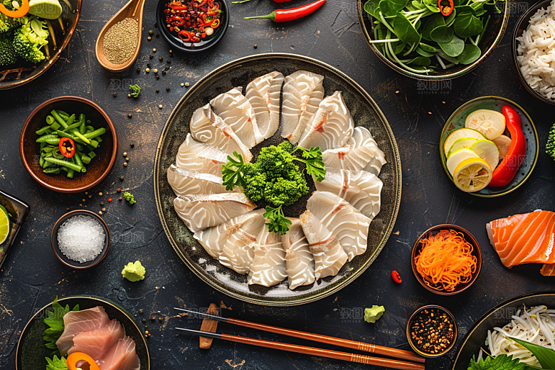 美味生鱼片鱼生日料摄影图
