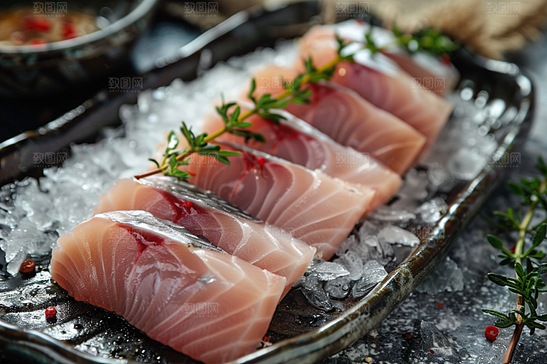 美味生鱼片新鲜鱼肉摄影图