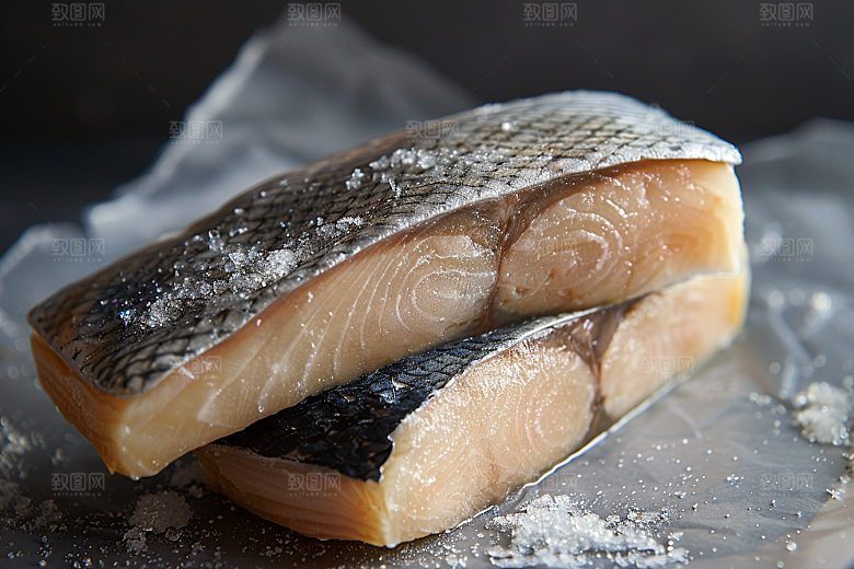 美味生鱼片冰箱鱼肉摄影图