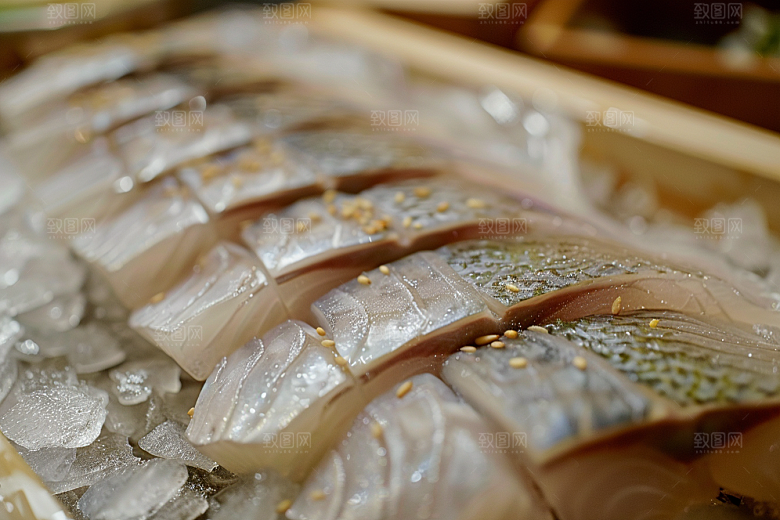 美味生鱼片新鲜鱼肉摄影图