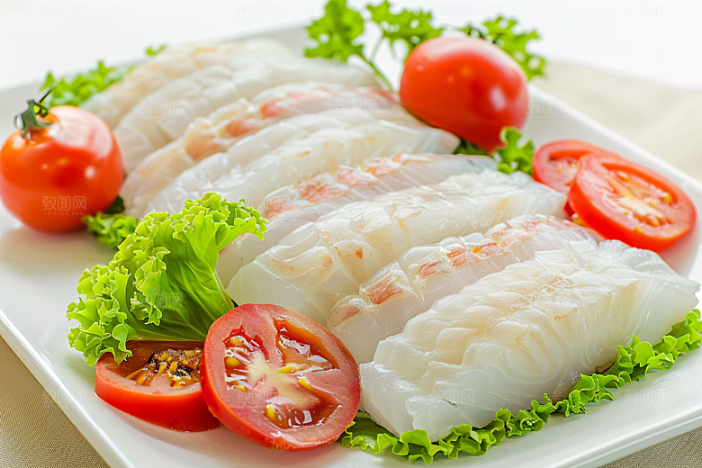 美味生鱼片海鲜鱼肉摄影图