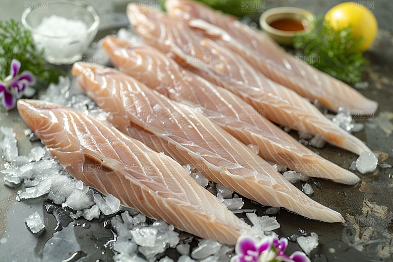 美味生鱼片新鲜鱼肉摄影图