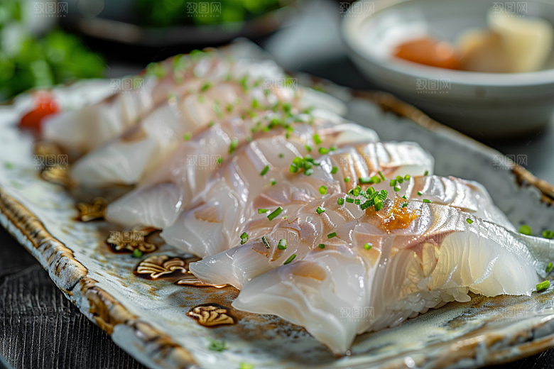 美味生鱼片新鲜鱼肉摄影图