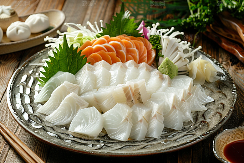 美味生鱼片日料美食摄影图