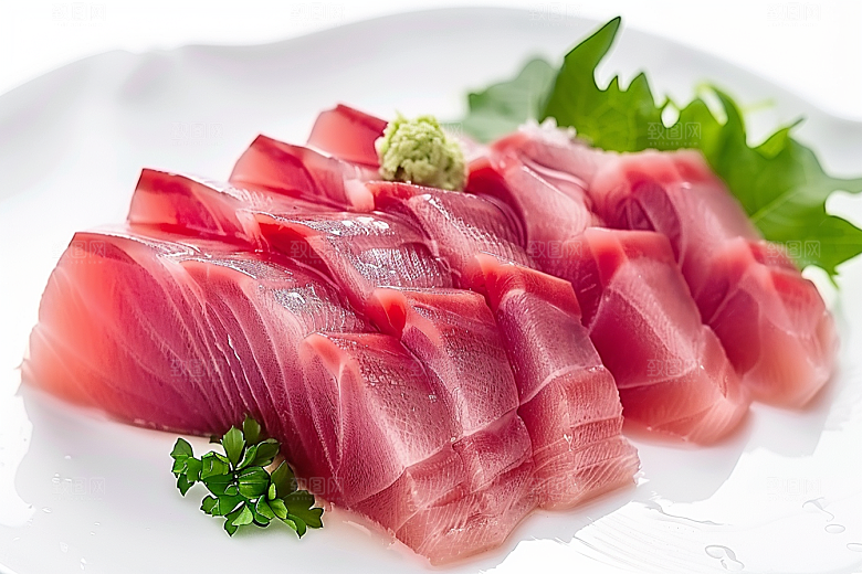 美味生鱼片鱼肉冰箱摄影图