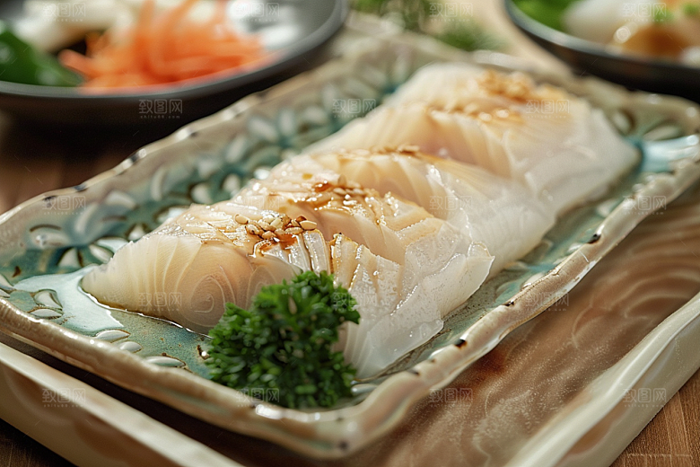 美味生鱼片海鲜鱼肉摄影图