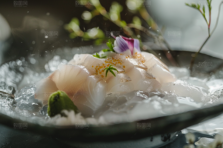 美味生鱼片新鲜冰箱摄影图