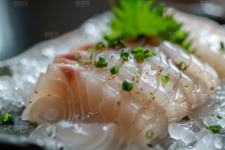 美味生鱼片食材冰箱摄影图