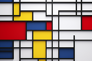 蒙德里安色块矩形抽象素材