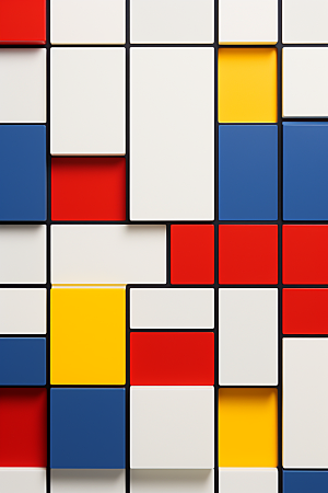 蒙德里安色块新造型主义矩形素材