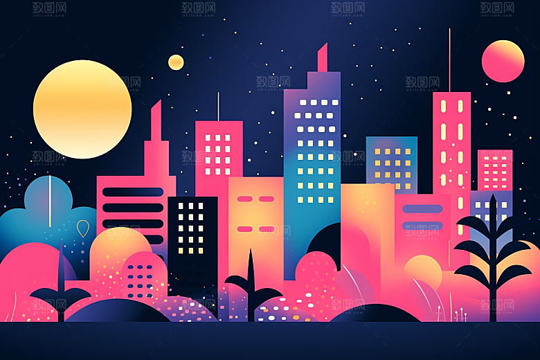 孟菲斯抽象几何元素线条图形背景图