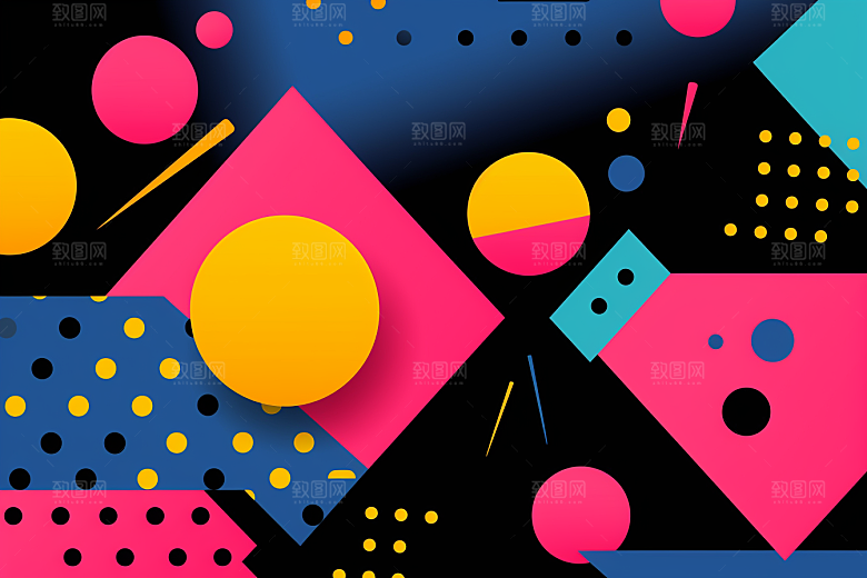 孟菲斯抽象几何线条图形平面背景图