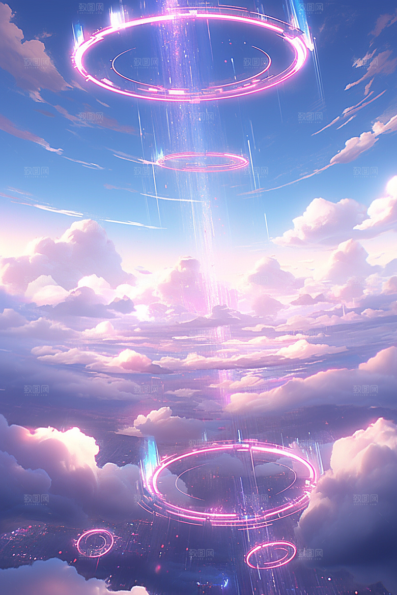 梦幻天空乐器幻想音乐插画