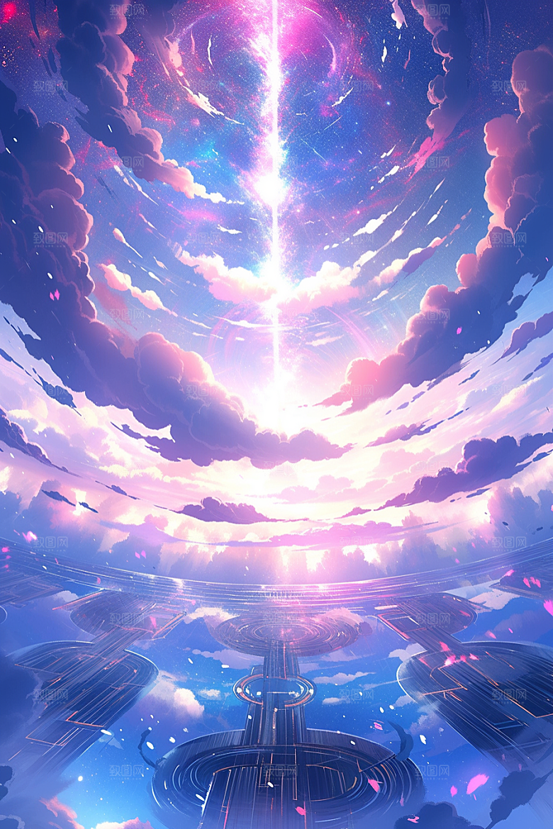 梦幻天空乐器艺术高清插画