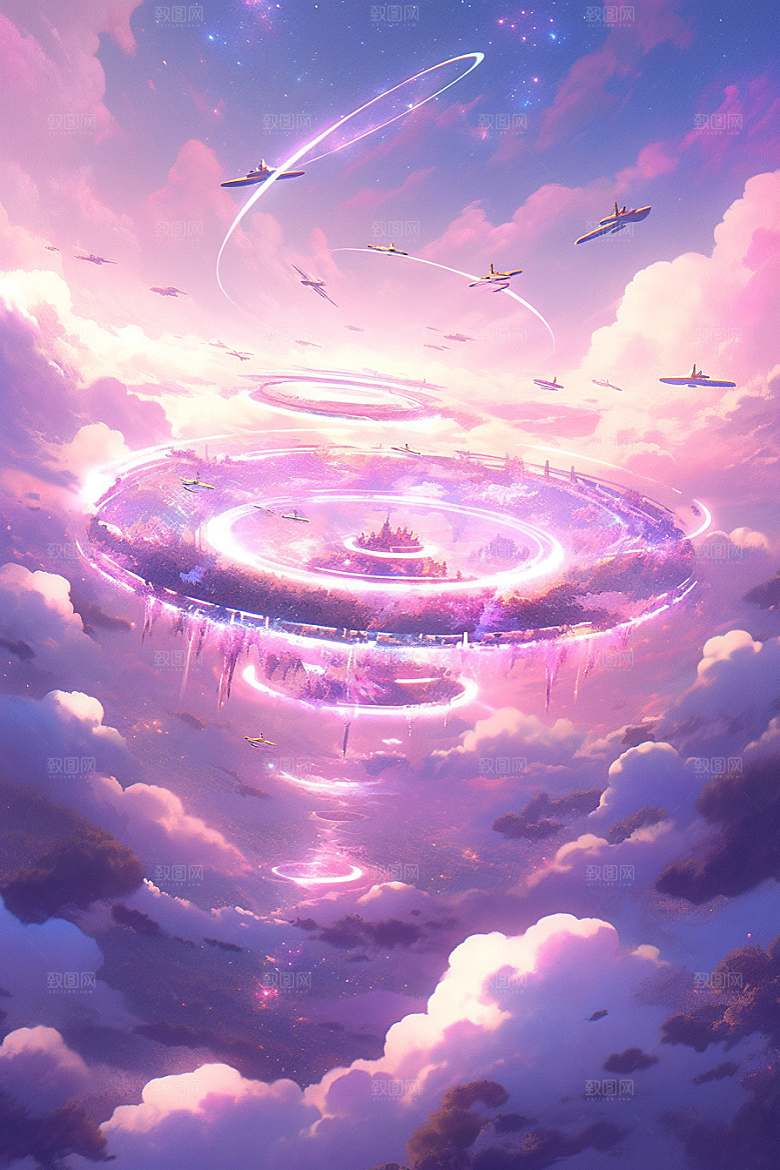 梦幻天空乐器梦幻音乐插画