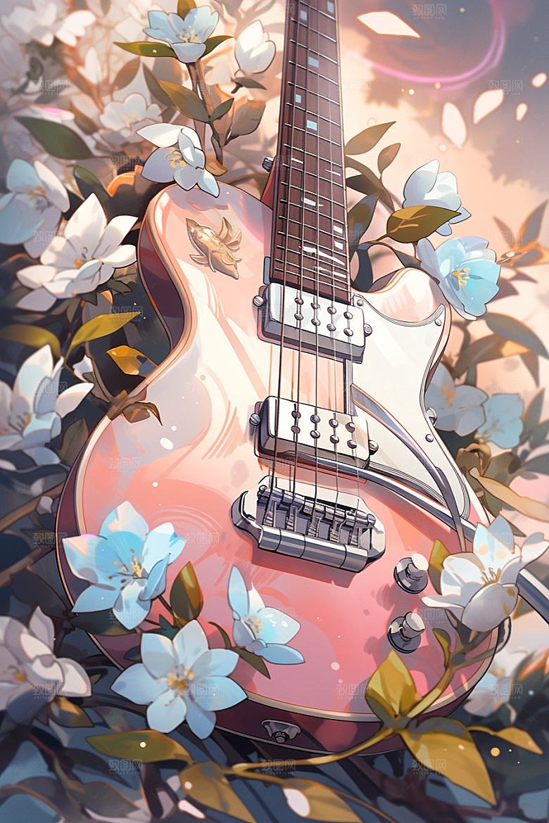 梦幻天空乐器美妙音乐插画