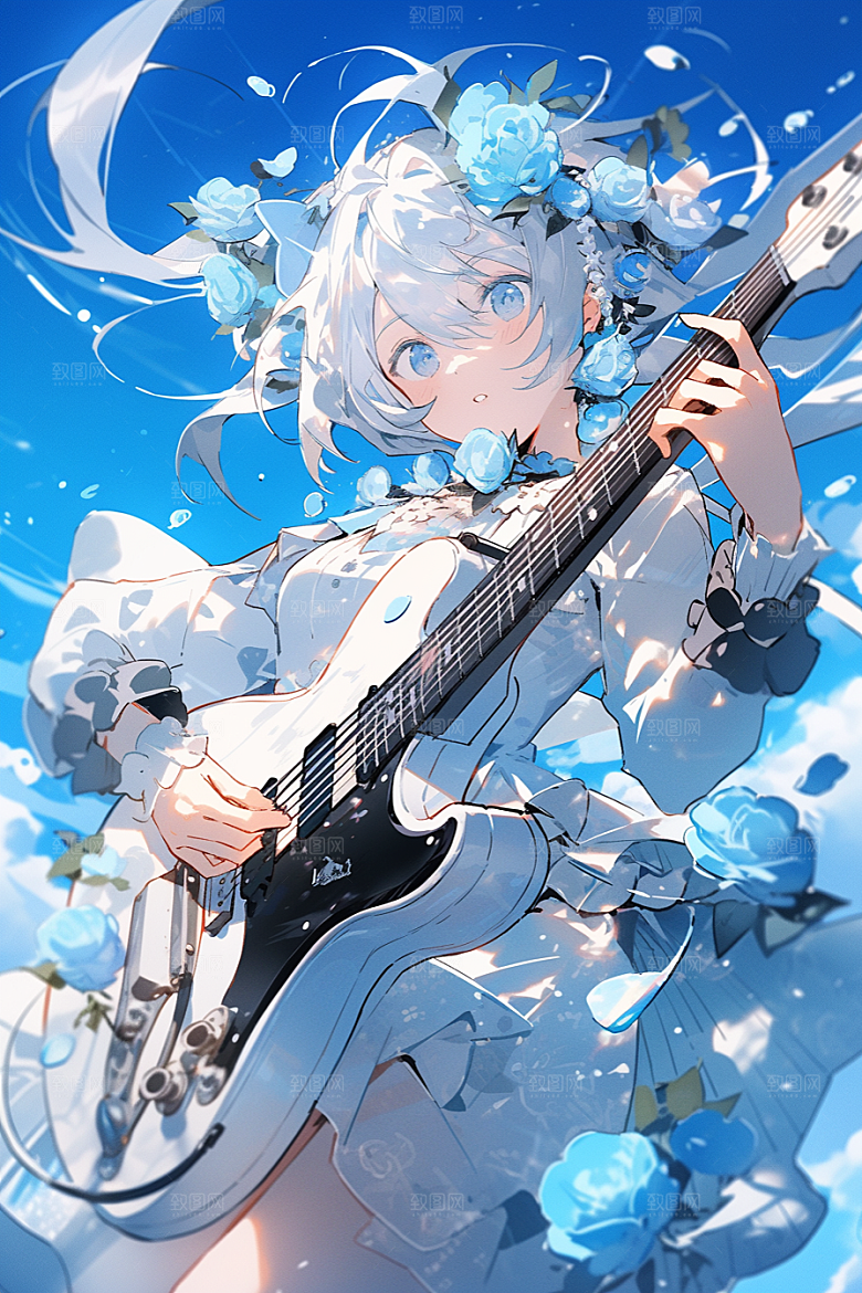 梦幻天空乐器梦幻音乐插画
