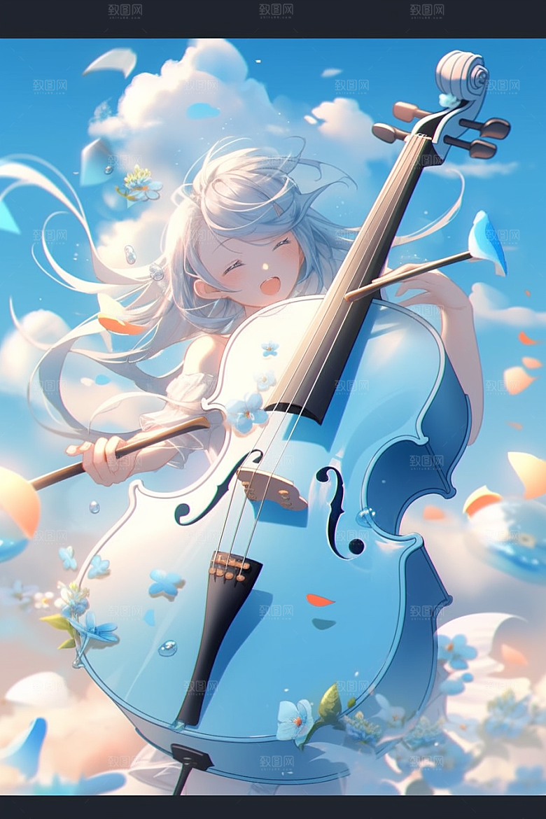 梦幻天空乐器梦幻高清插画