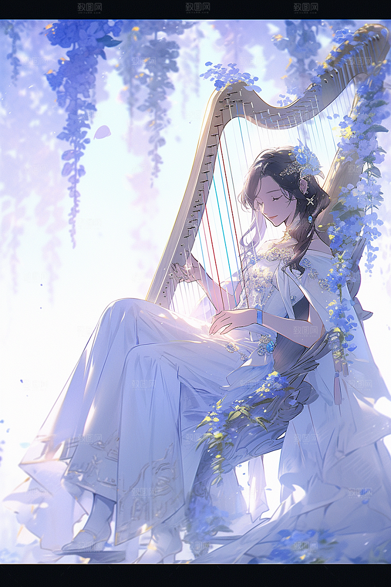梦幻天空乐器幻想美妙插画