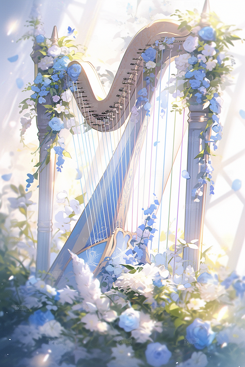 梦幻天空乐器高清音乐插画