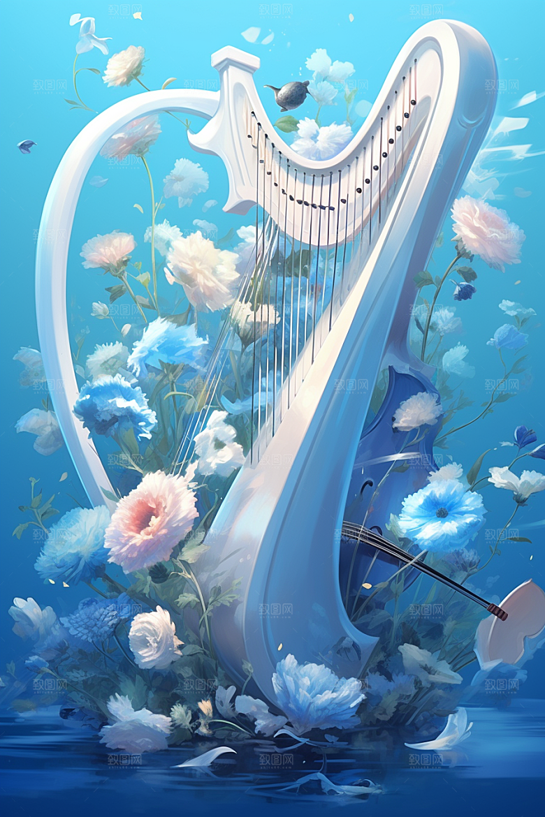 梦幻天空乐器音乐高清插画