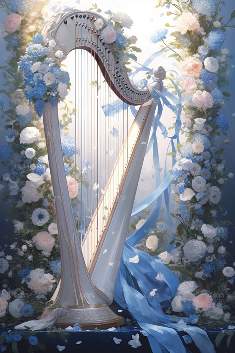 梦幻天空乐器音乐高清插画