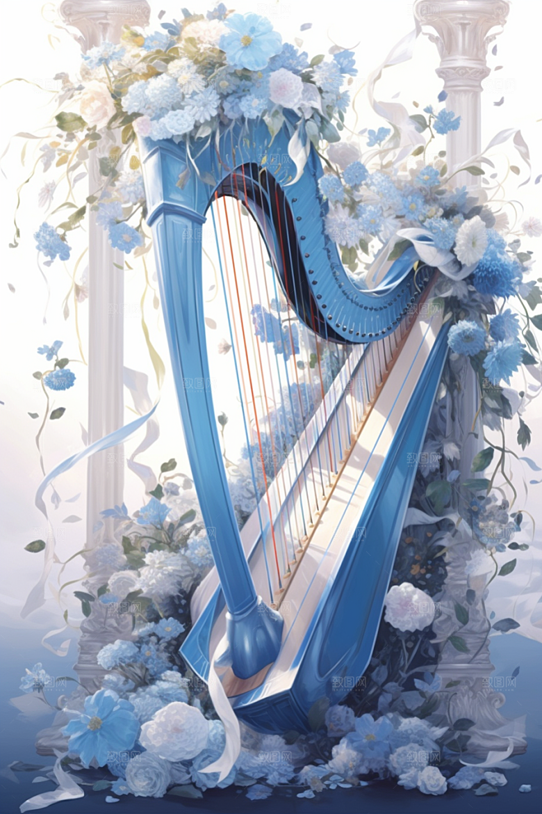 梦幻天空乐器美妙高清插画