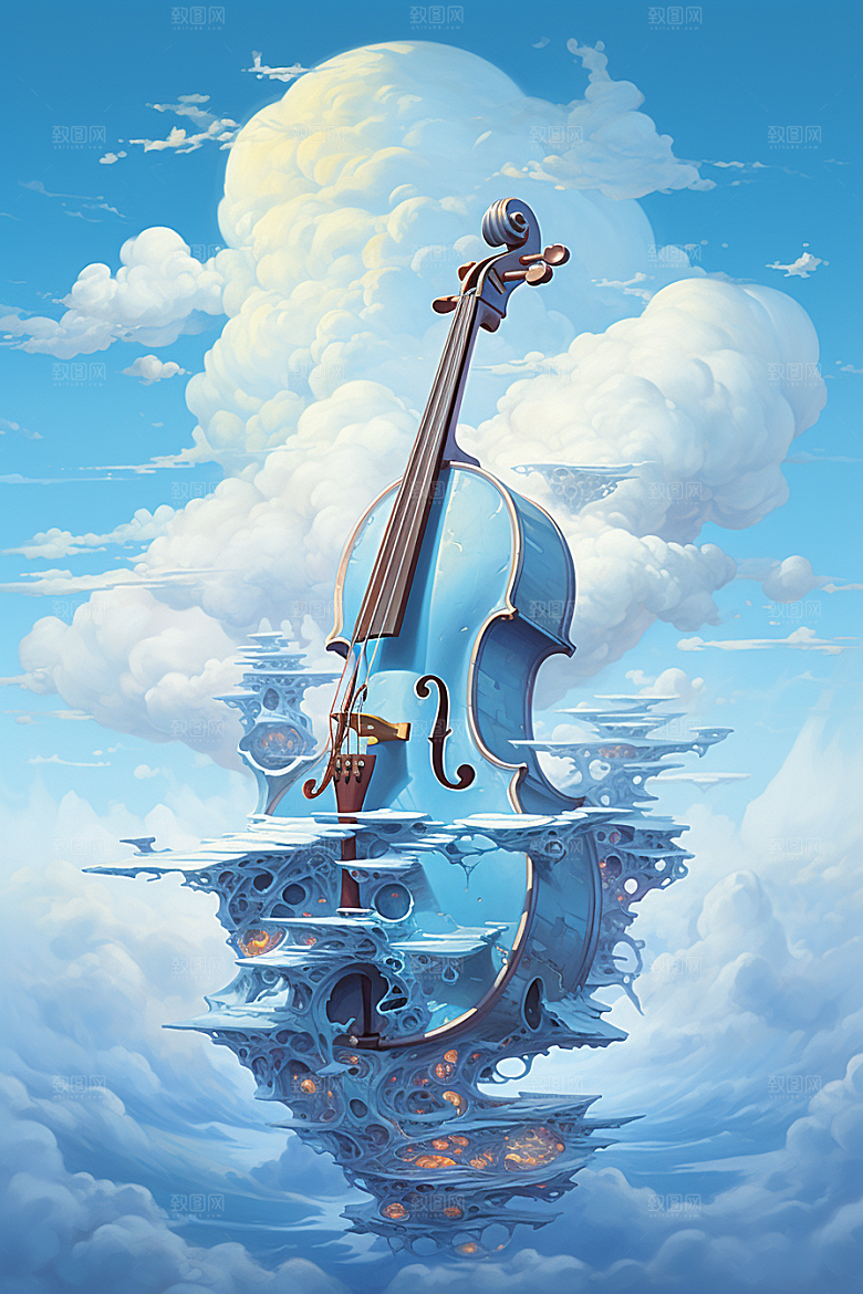 梦幻天空乐器高清音乐插画