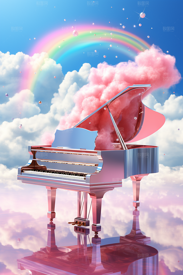 梦幻天空乐器梦幻音乐插画