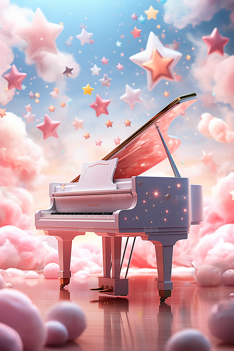 梦幻天空乐器幻想美妙插画