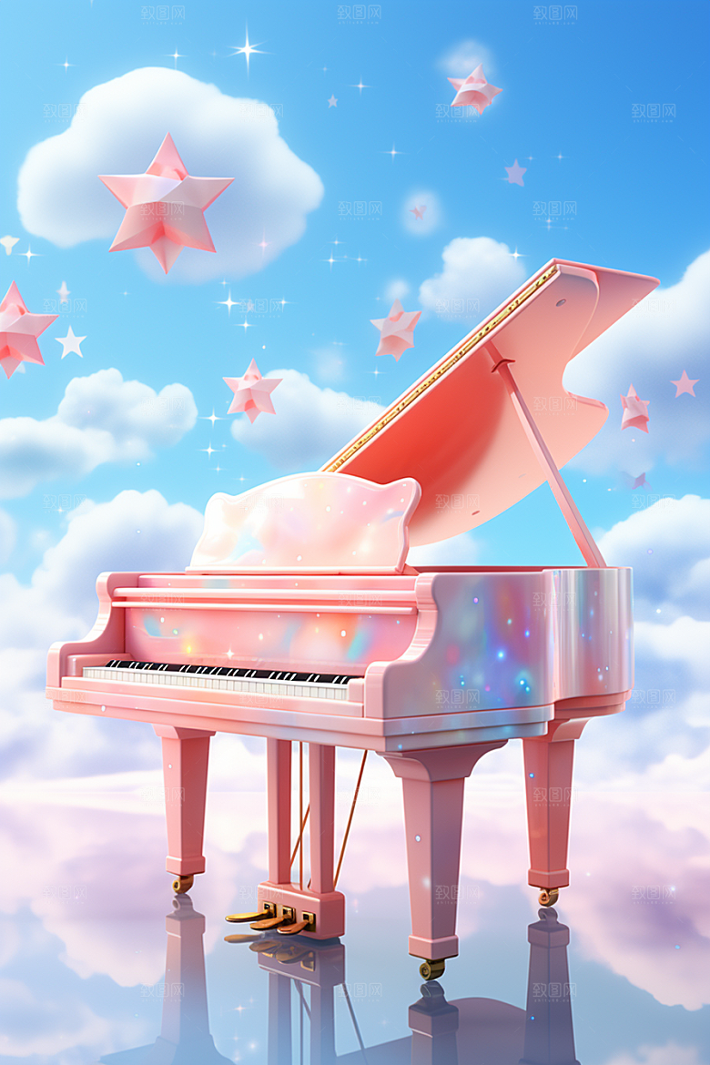 梦幻天空乐器美妙乐章插画