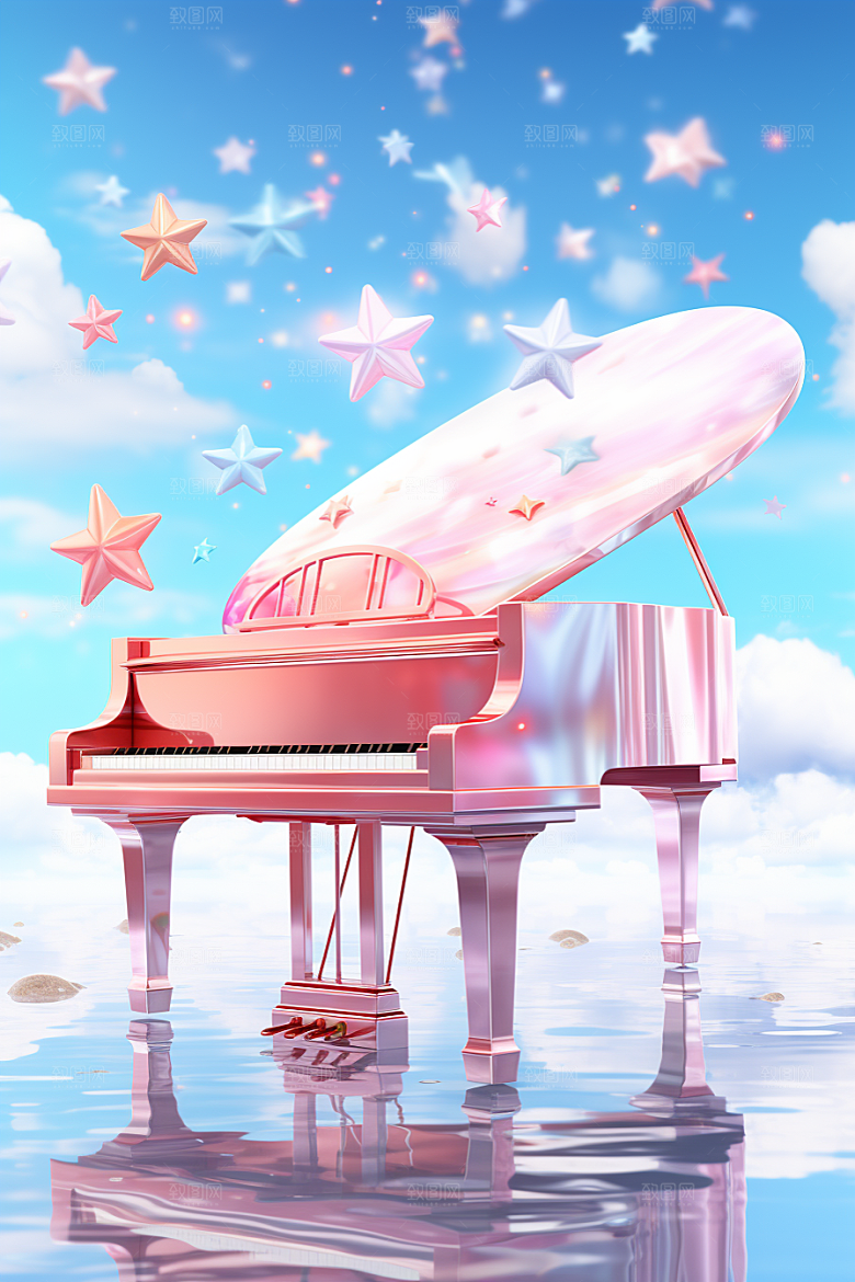 梦幻天空乐器梦幻音乐插画