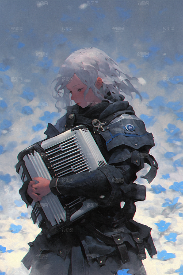 梦幻天空乐器浪漫梦幻插画