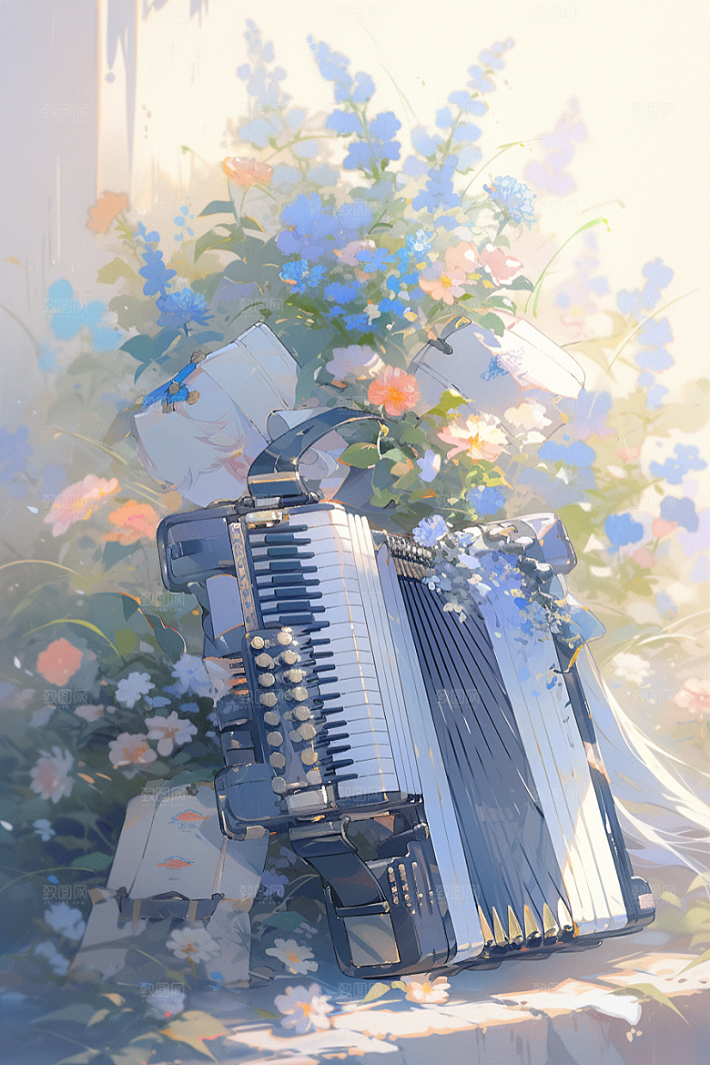 梦幻天空乐器浪漫高清插画