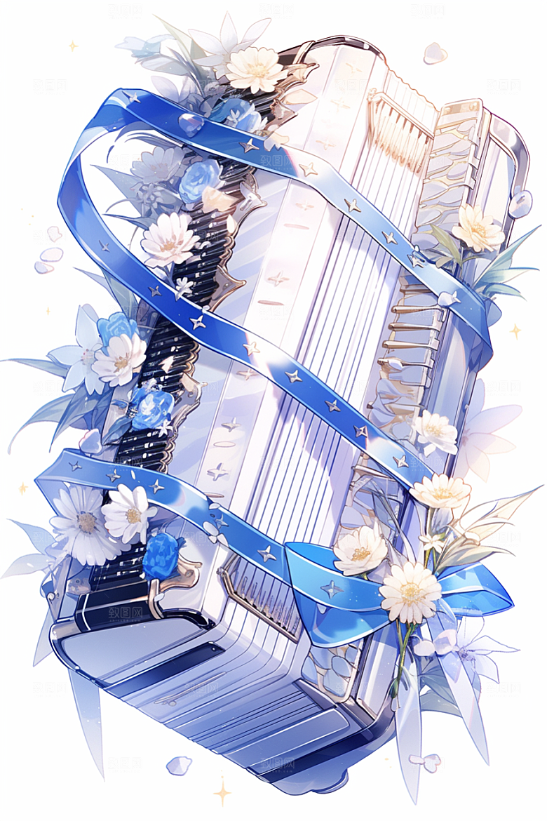 梦幻天空乐器幻想浪漫插画