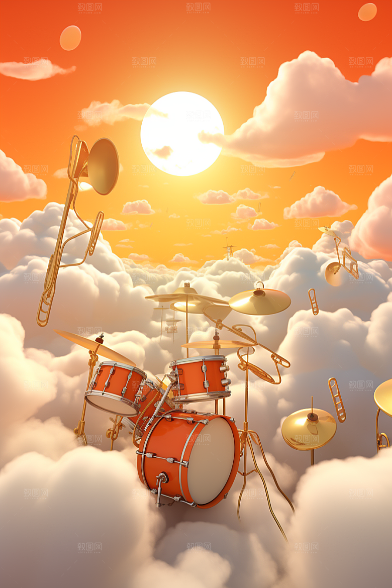 梦幻天空乐器高清音乐插画