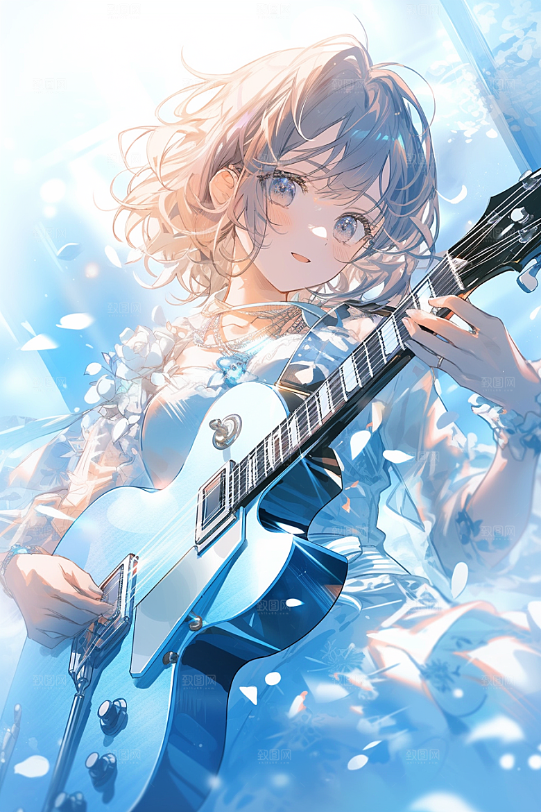 梦幻天空乐器幻想音乐插画