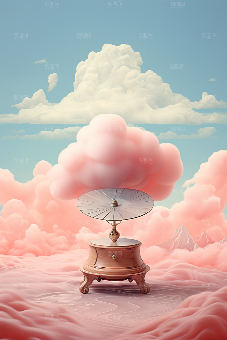 梦幻天空乐器手绘乐章插画