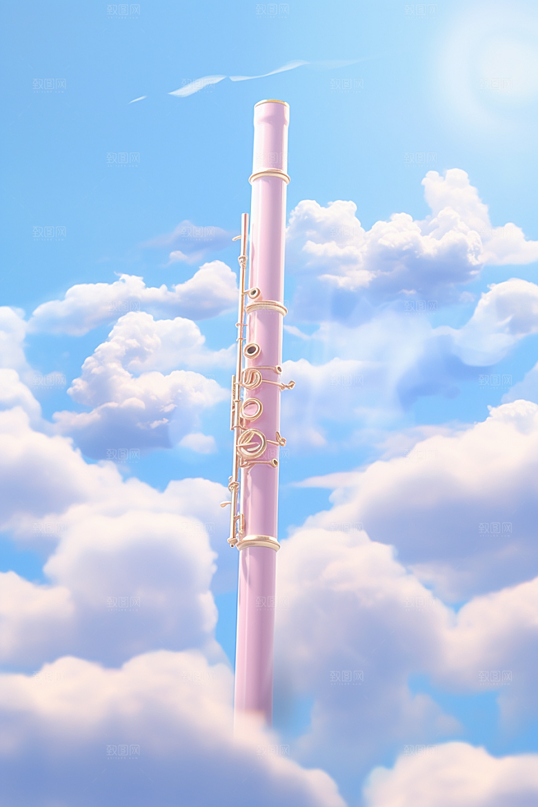 梦幻天空乐器手绘高清插画