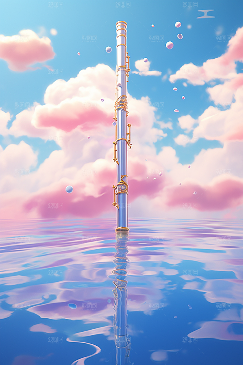 梦幻天空乐器幻想美妙插画