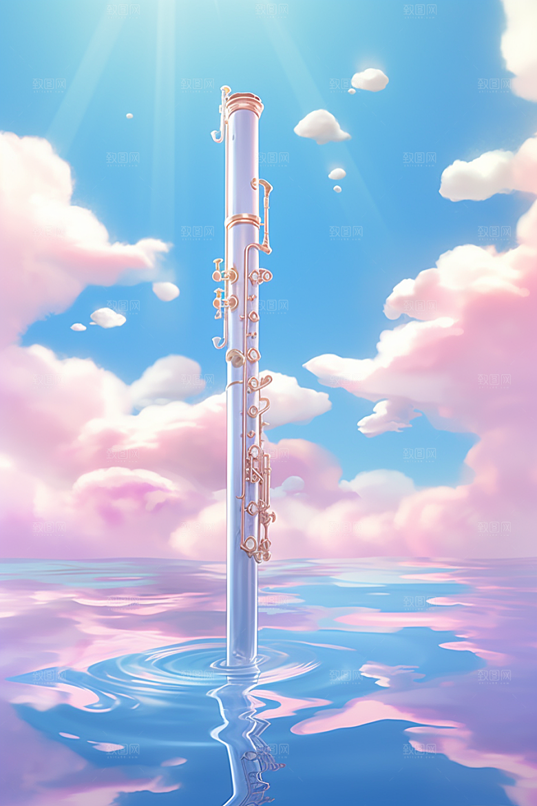 梦幻天空乐器浪漫梦幻插画