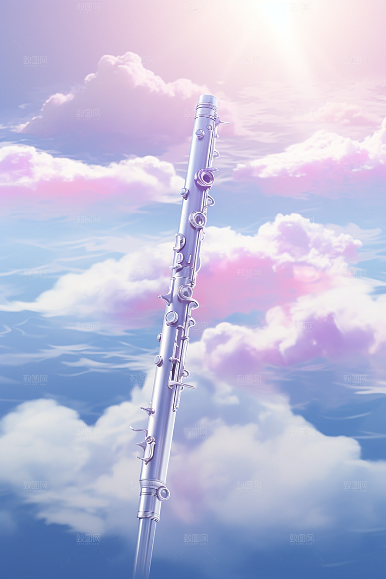 梦幻天空乐器高清梦幻插画