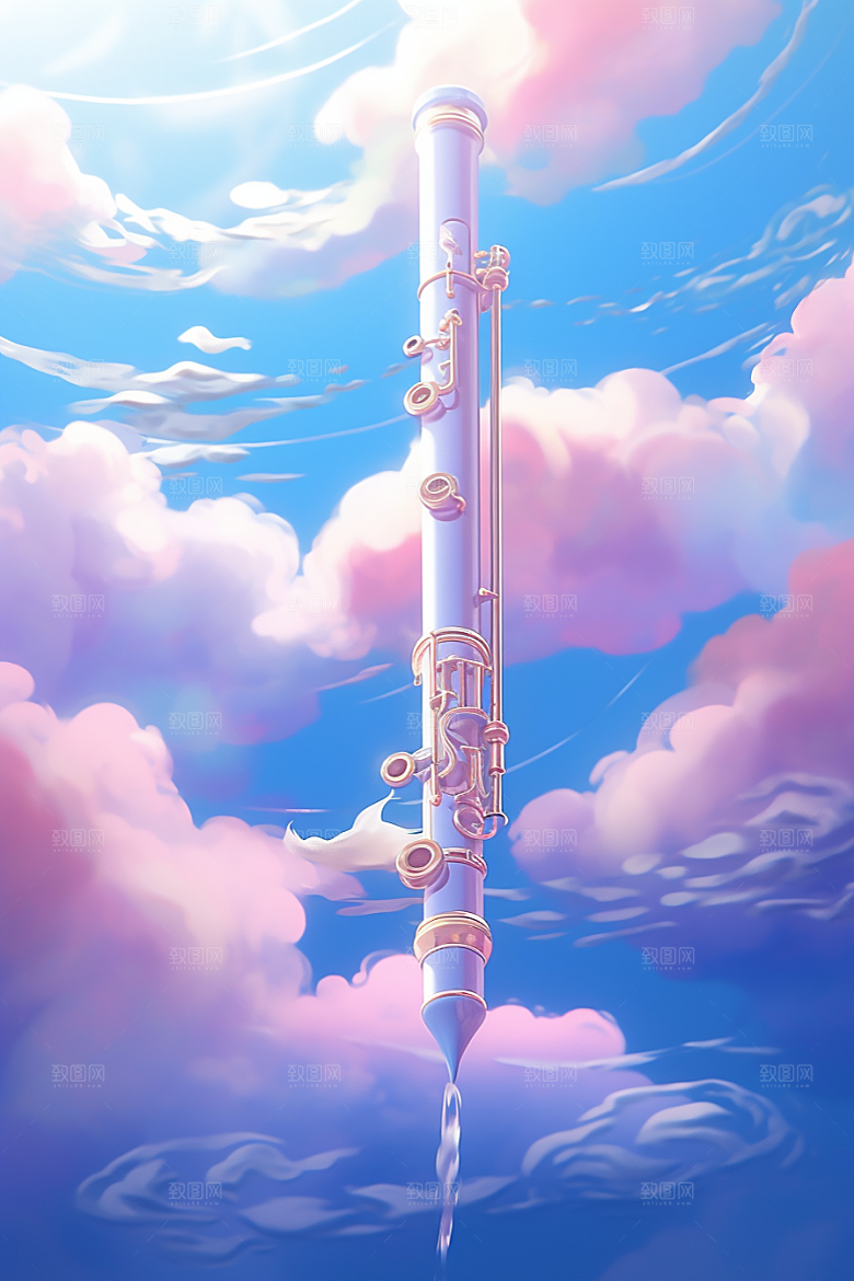 梦幻天空乐器手绘乐章插画