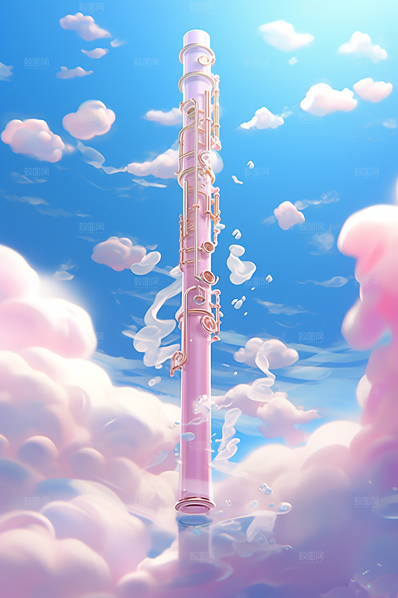 梦幻天空乐器梦幻幻想插画