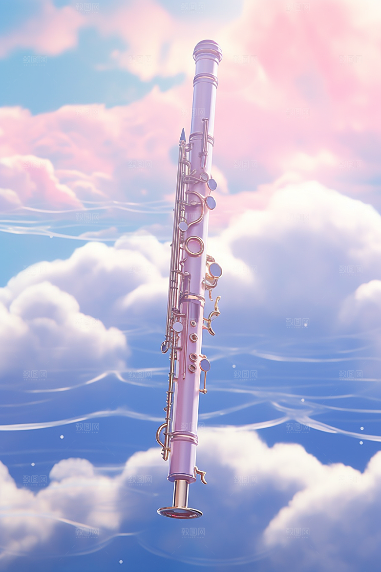 梦幻天空乐器幻想唯美插画
