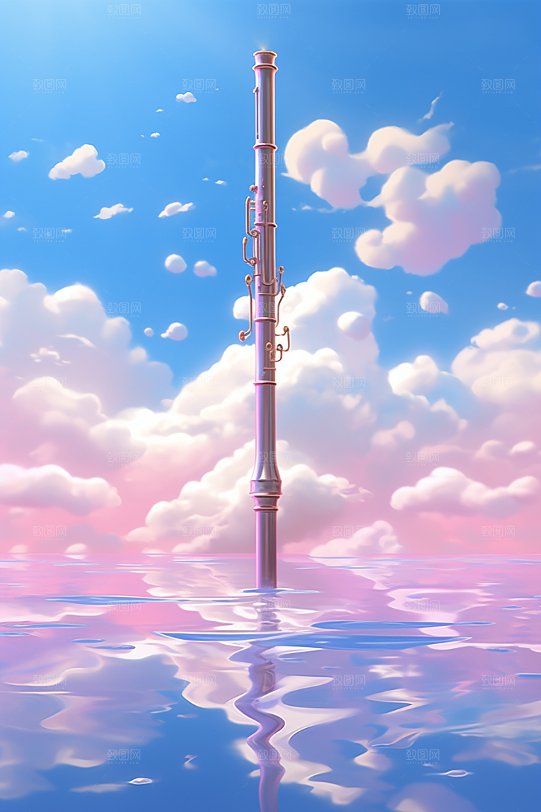 梦幻天空乐器乐章艺术插画