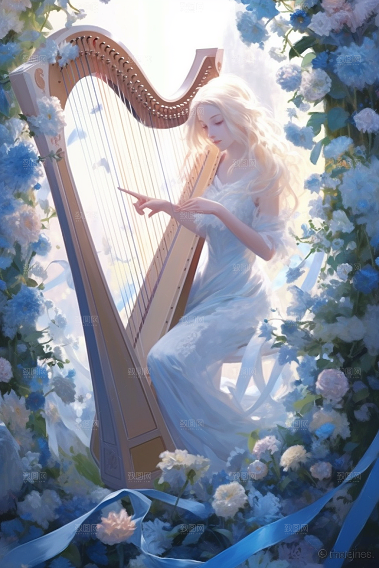 梦幻天空乐器美妙高清插画