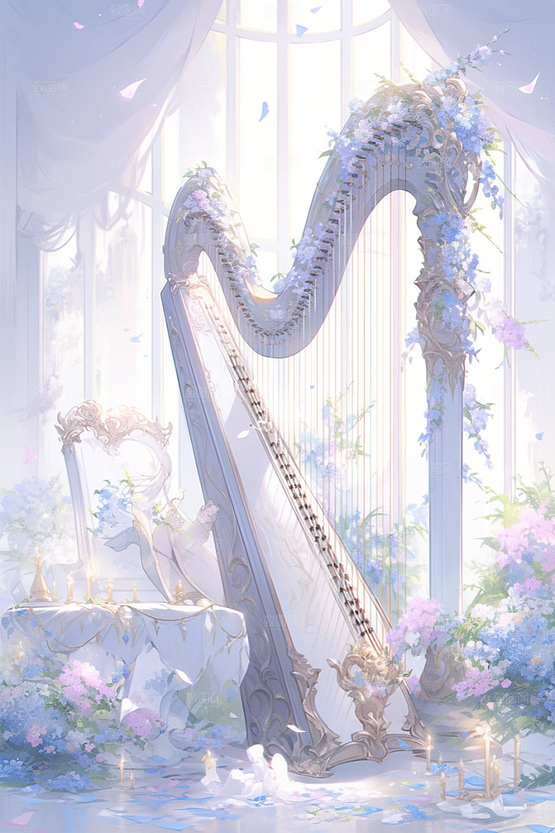 梦幻天空乐器幻想美妙插画