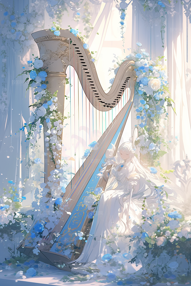 梦幻天空乐器梦幻乐章插画